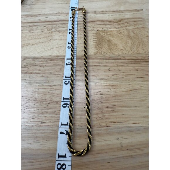 Vintage Trifari Gold & Black Twisted Rope Chain Necklace With Lobster Clasp - Picture 8 of 9